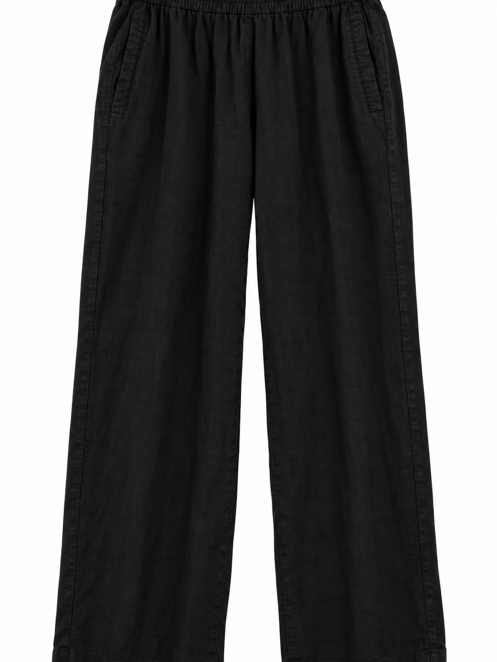 Old Navy Black Wide-Leg Elastic-Waist Linen Beachy Pants